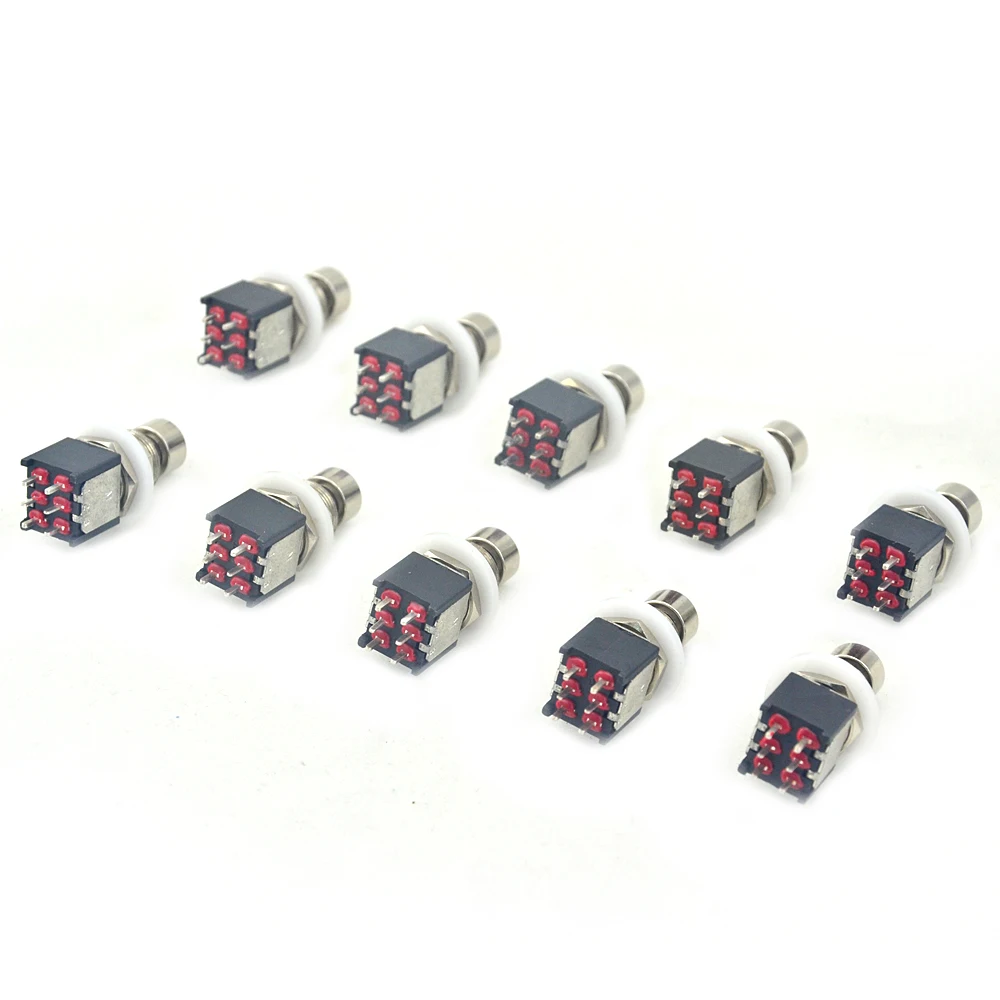 10 X Mini DPDT PCB Mount Pins Latching ON-ON Foot Switch For Guitar Effect Pedal Kits