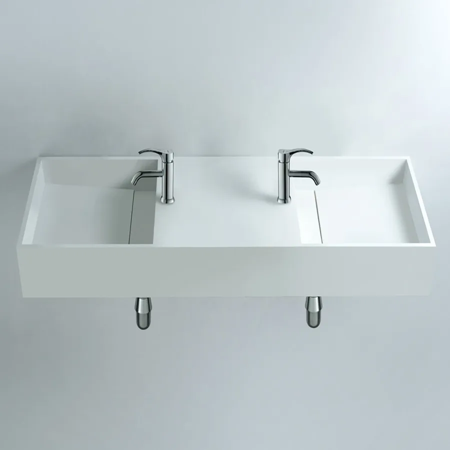 Bathroom Rectangular CUBE 120cm DOUBLE Wall Hung Washbasin Stone Solid Surface RS3830A