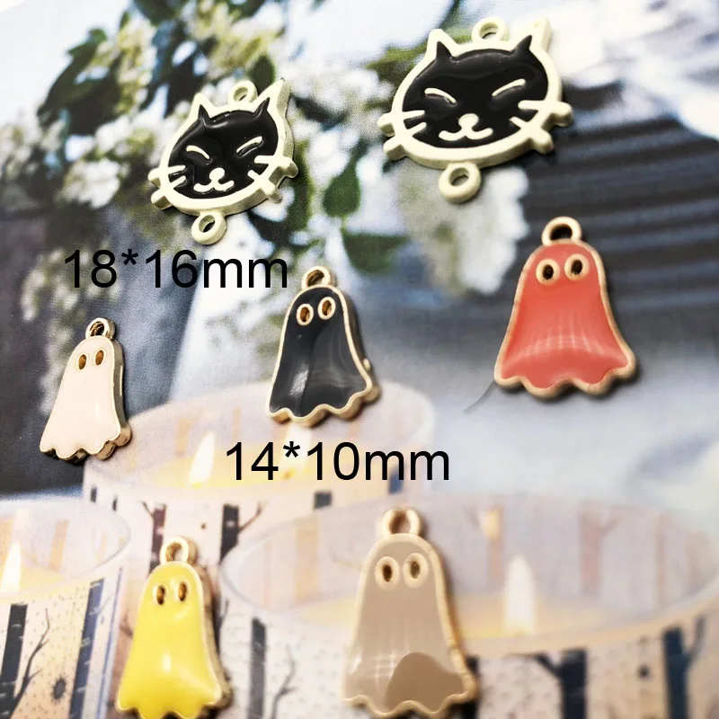 10 pcs Halloween Series Ghost Enamel Charms Drop Oil Specter Metal Floatings Fit Earring DIY Pendants Jewelry Accessories YZ245