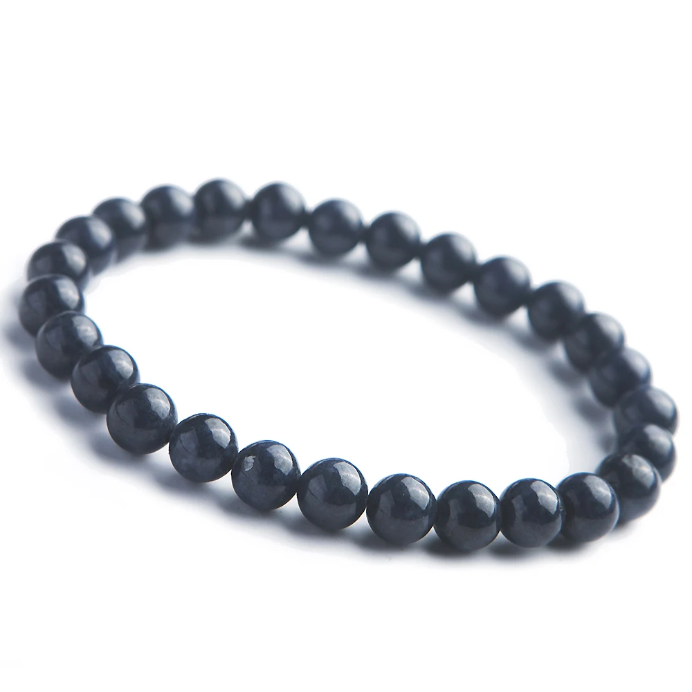 

Natural Blue Sapphire Gemstone Bracelets Stretch 8mm 7mm 6mm Crystal Round Beads Bracelet Women Man Stone Jewelry AAAAA