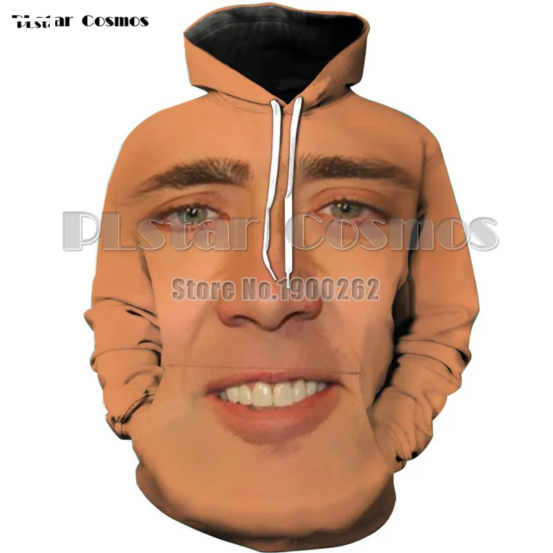 PLstar Cosmos  The Giant Blown Up Face Of Nicolas Cage  hoodies 3D print Interesting characters Funny Sweatshirt