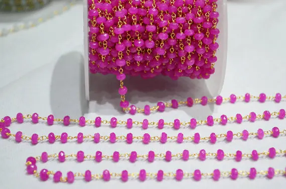 

WT-RBC025 Fashion Aqura Beads Chain Women Trendy Decoration Pink Color Chain Rosary Chain