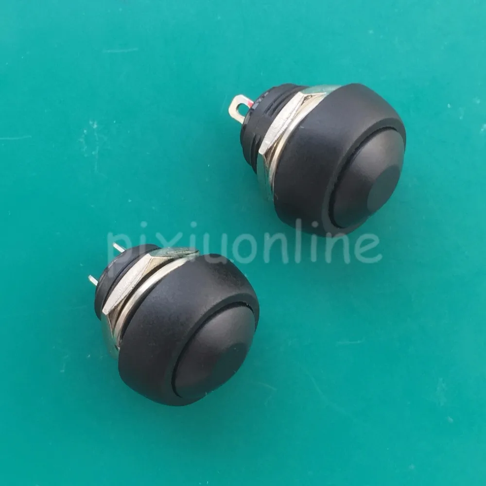 2pcs YT114Y 12mm Black Switch Small automatic reset Button Switch Waterproof Switch Sale at a Loss France