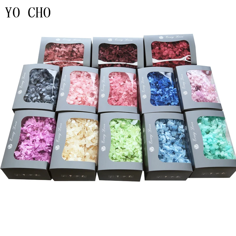 YO CHO High Quality Grade A Immortal Hydrangea Fresh Preserved Flowers Material Christmas Valentine'Day DIY Gift Box Flower Ball