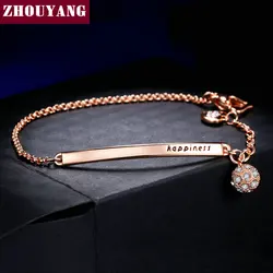 OL Style Cubic Zirconia Rose Gold Color Ball Fashion Party Charm Bracelets & Bangles Jewelry Top Quality ZYH196