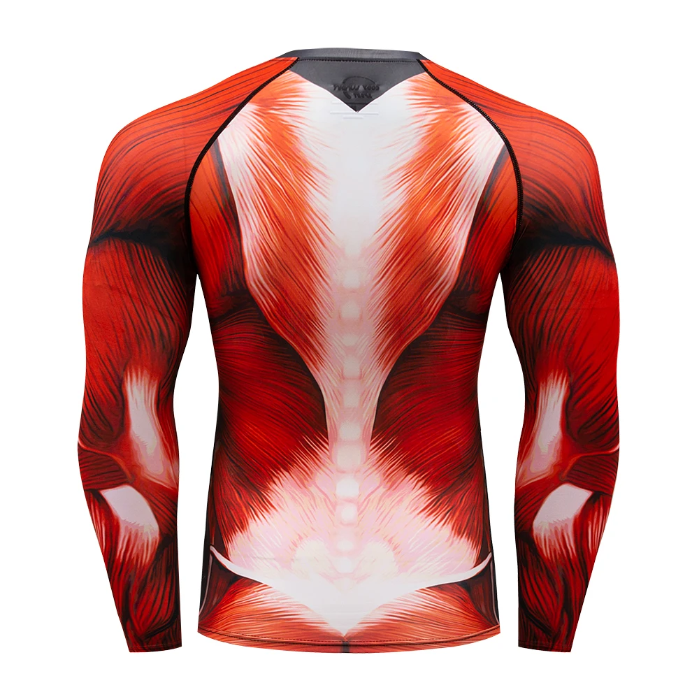 Brand New Men Compression T-shirts Long Sleeve Tees 3D Fitness Muscle Tights BJJ MMA Gym Exercise Rashguard High Quality T shirt