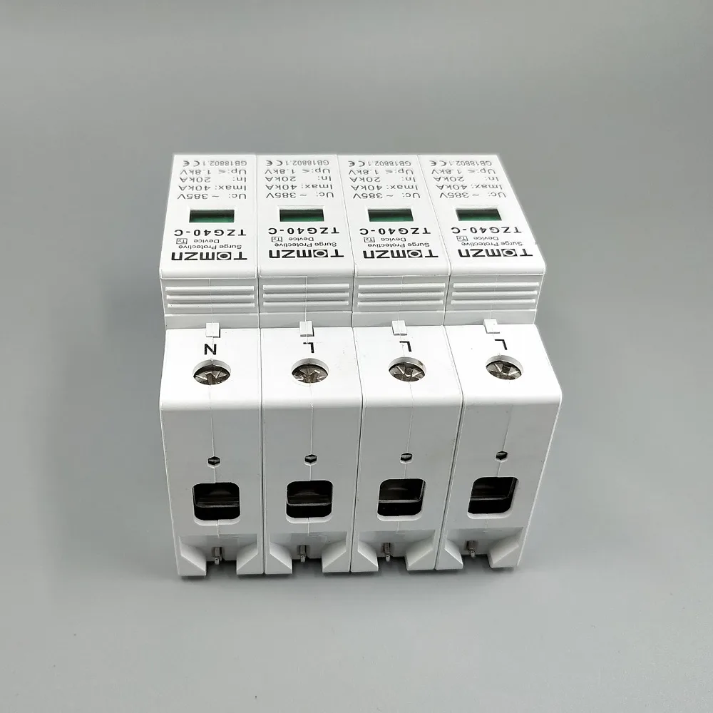 AC SPD 3P+N 20KA~40KA  C ~385VAC House Surge Protector protection Protective Low-voltage  Arrester Device