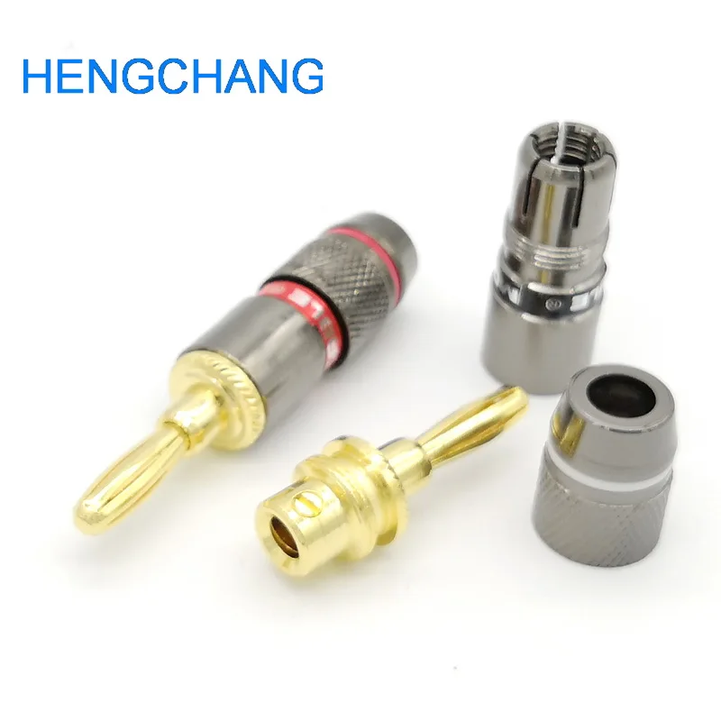8 قطعة الموز موصل المكونات الموز الذكور الذهب مطلي المقابس ل 6 مللي متر كابل