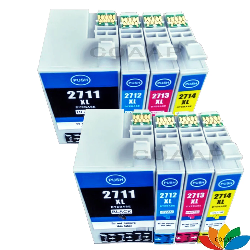 8PCS For 27XL T2711- T2714 Compatible Ink Cartridge For Epson  WorkForce 7110 7610 7620 3620 3640 Printer