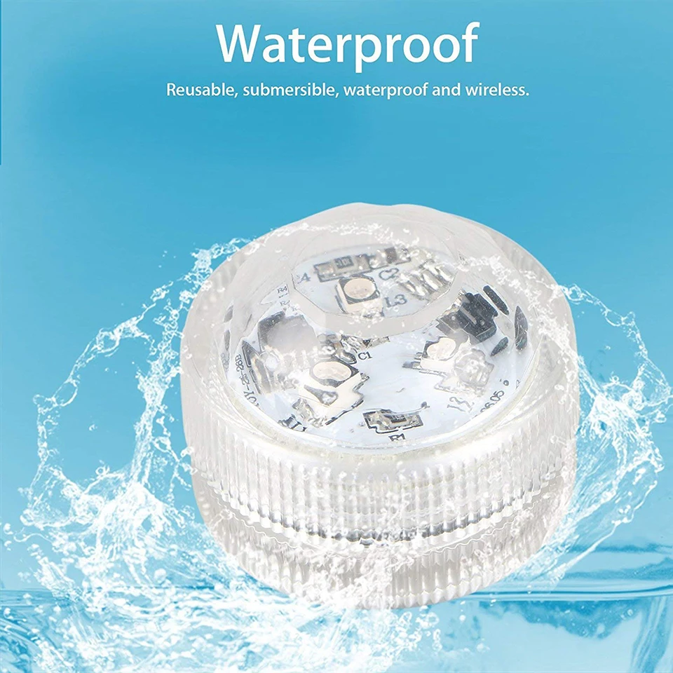 IP65 Waterproof Submersible LED Underwater Light Battery Operated RGB Night Light For Fish Tank Swimming Pool Wedding Party Lamp