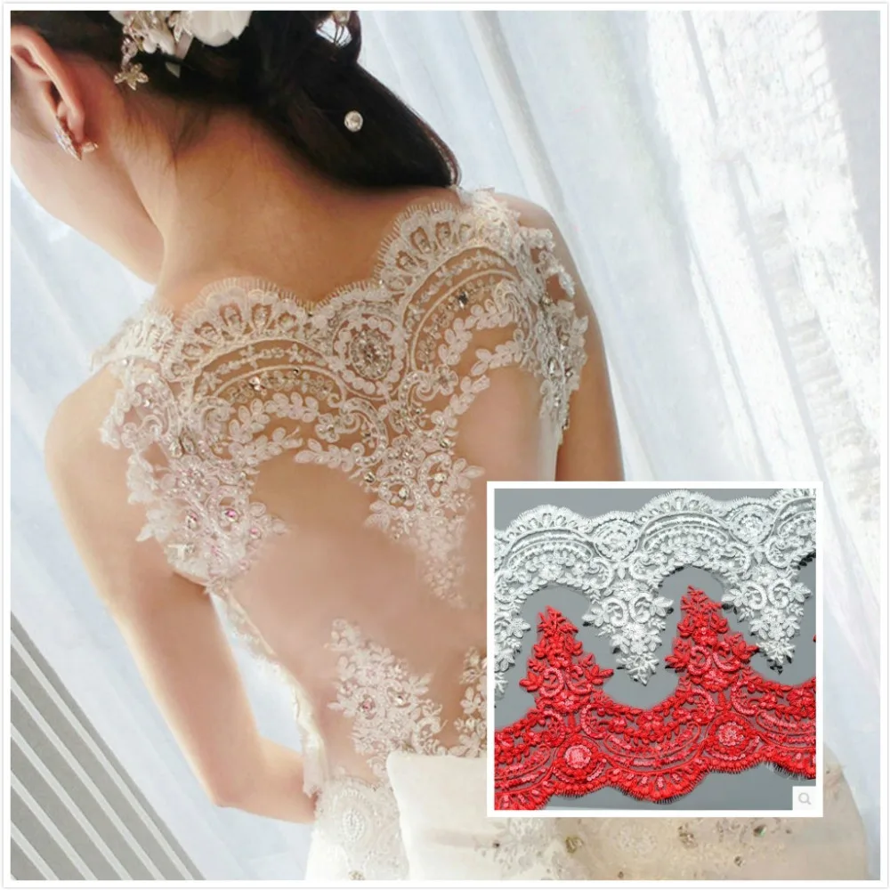 3 yards / Series Refined Luxury With Continental Car Bone Sequins Lace Wedding Dress Accessories Lace Trim