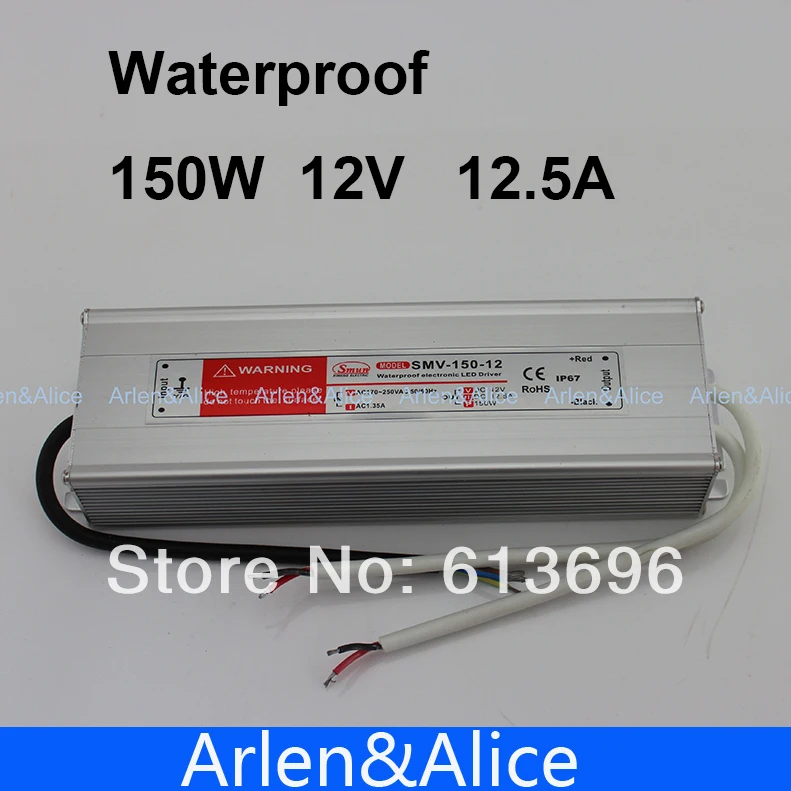 

150W 12V 12.5A Waterproof outdoor Single Output Switching power supply SMPS AC TO DC