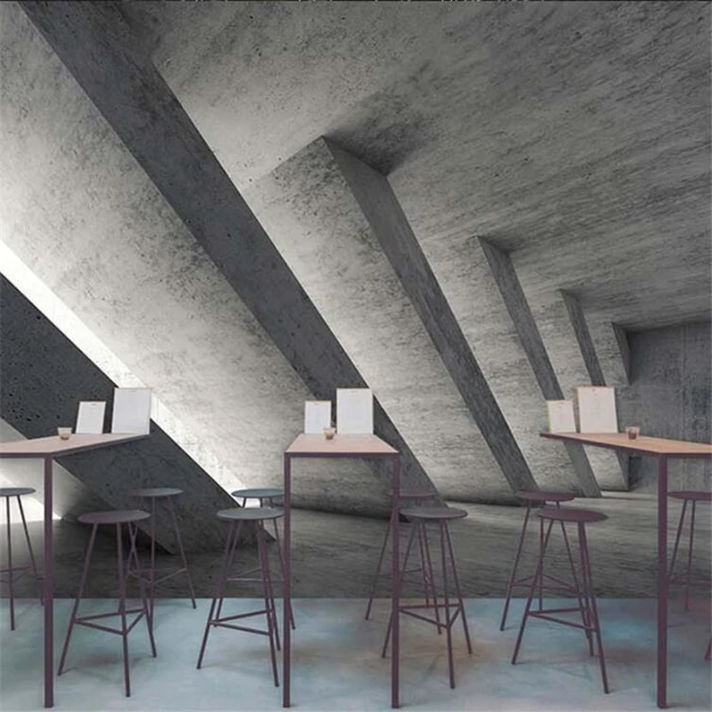 

wellyu papel de parede Custom wallpaper 3D retro industrial wind cement gray wall extension space wallpaper restaurant