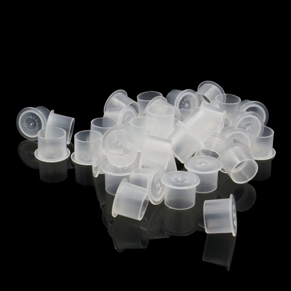 500/1000 PCS Disposable Microblading Steady Plastic Tattoo Ink Cups 4 sizes Permanent Makeup Pigment Clear Holder Container Cap