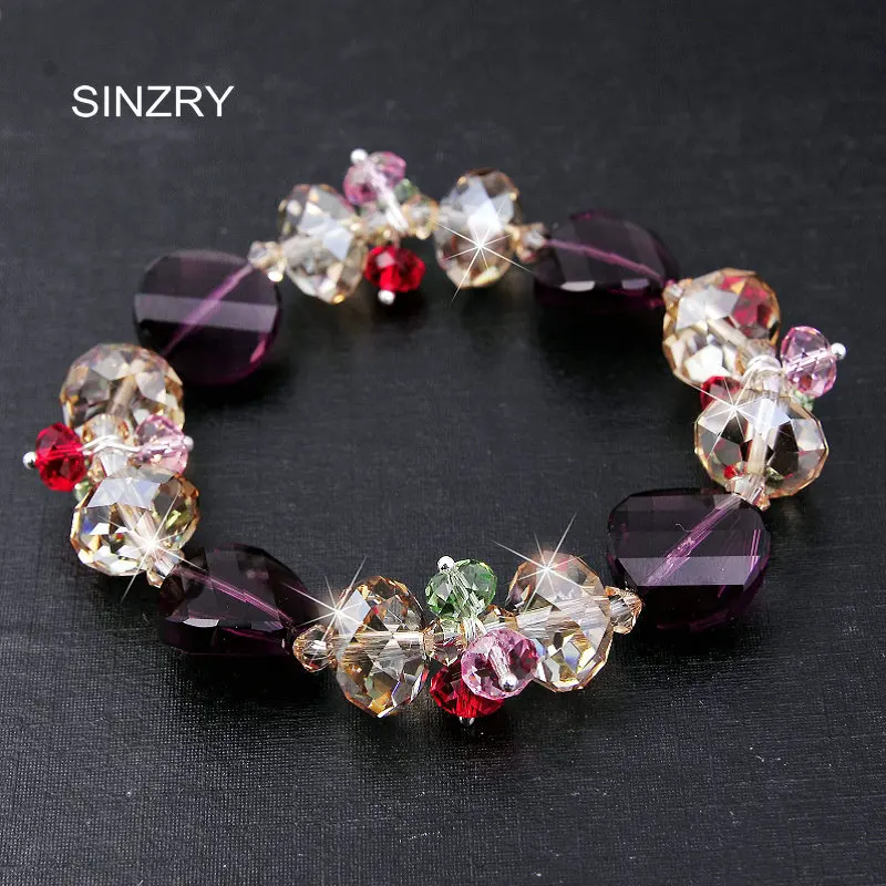 

SINZRY jewelry handmade Charm Bracelets Luxury imported glass crystal DIY Flower fashion bracelets statement jewelry