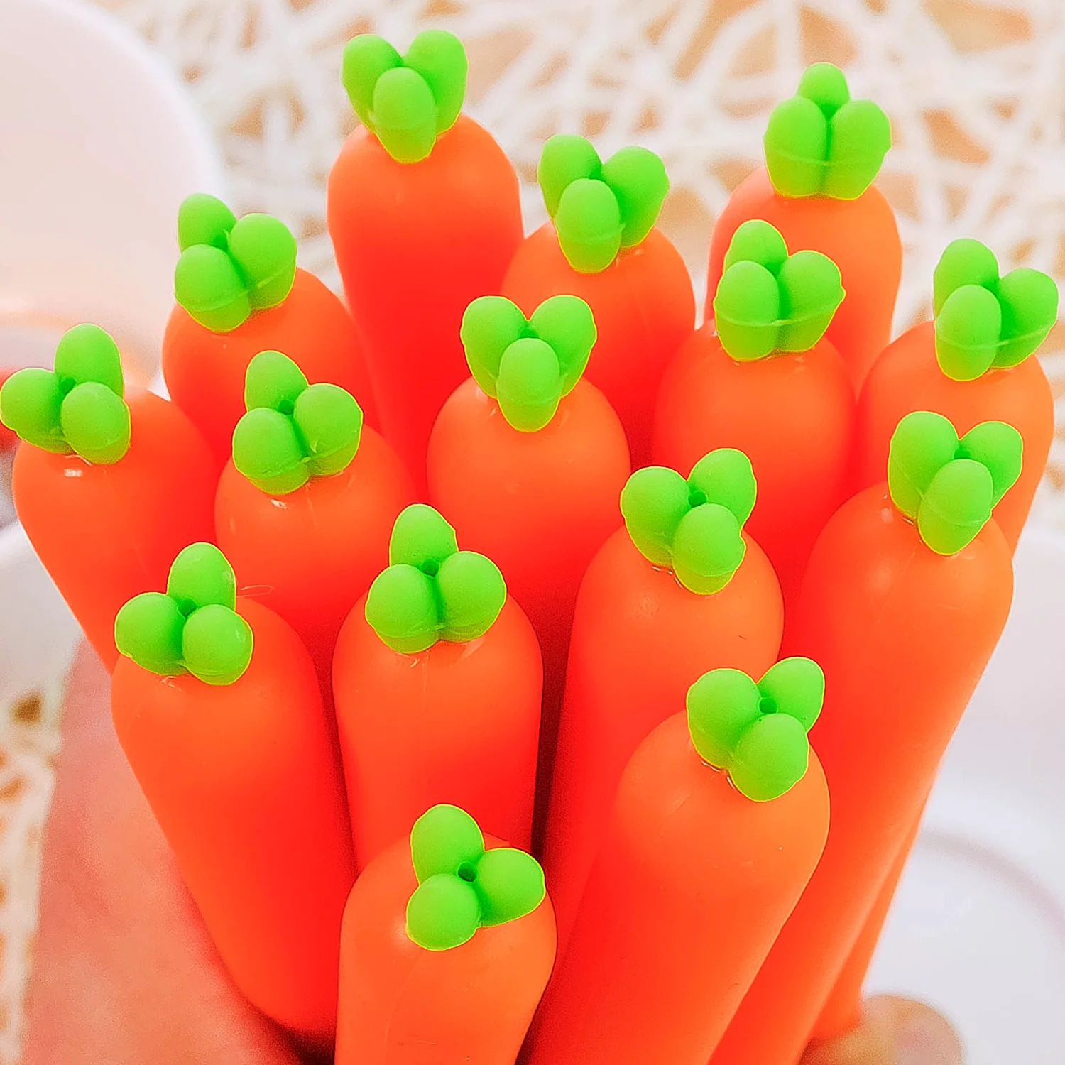 Jonvon Satone 30 Pcs Cute Super Sprouting Cartoon Carrot Neutral Pen Gel Korean Student Stationery 0.5 Water Pen School Supplies