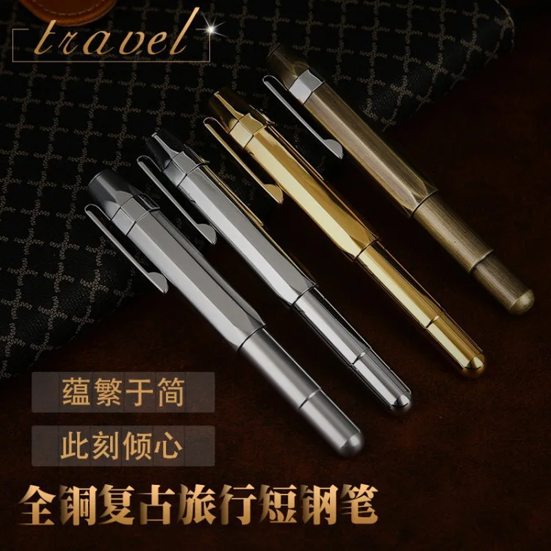 Vintage Handmade Brass  Art  Calligraphy ink Book EDC Portable Copper  Men Women Gifts Student  Outdoor High Quality Pen