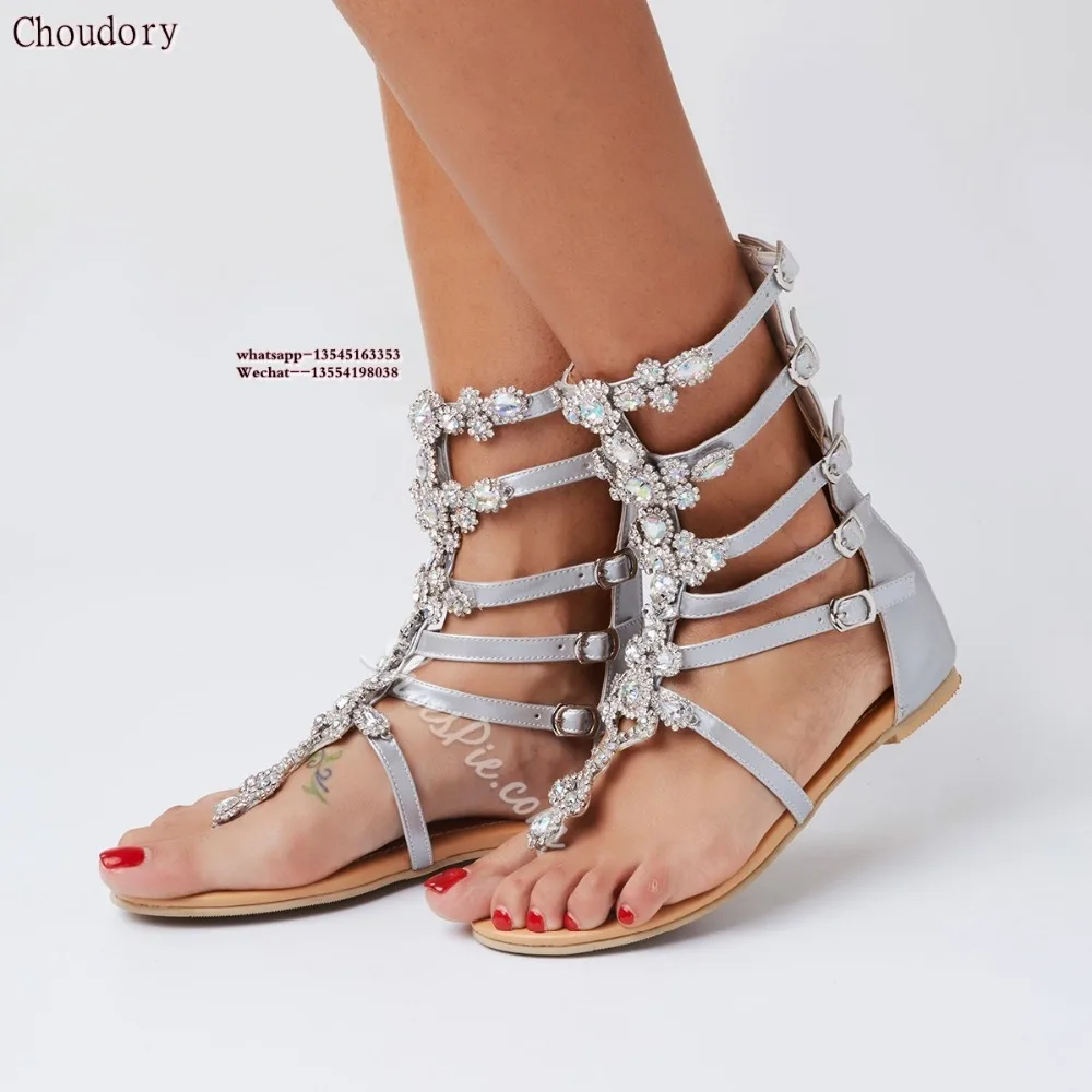 women sandal fashion summer women shoes sandals with rhinestones sandalia feminina women shoes plus size 43 Crystal