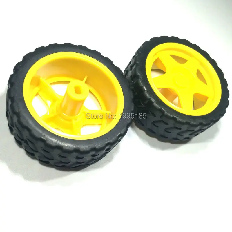 2Pcs DC Intelligent Barrow Load Chassis Robot Tyre  Wheel Wheels Motor Smart Car Chassis 40g