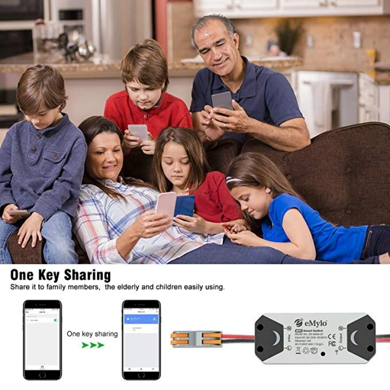 Emylo Wifi Schakelaar Slimme Draadloze Afstandsbediening Elektrische Voor Diy Domotica Relais Module 10A 90-250V Ondersteuning ios Android