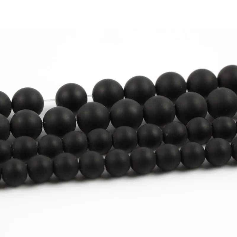 A Grade Natural Stone Black Matt Onyx Agates Round Strand Loose Beads For Jewelry Making Diy Bracelet 4-12MM Drop Shipping