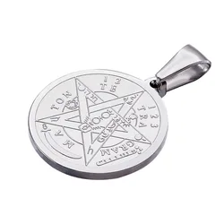 10 sztuk religia ze stali nierdzewnej Charms płaski okrągły rzeźbione tetragram Pentagram Wiccan naszyjnik wisiorki/biżuteria do własnoręcznego wykonania jest bardzo ważna