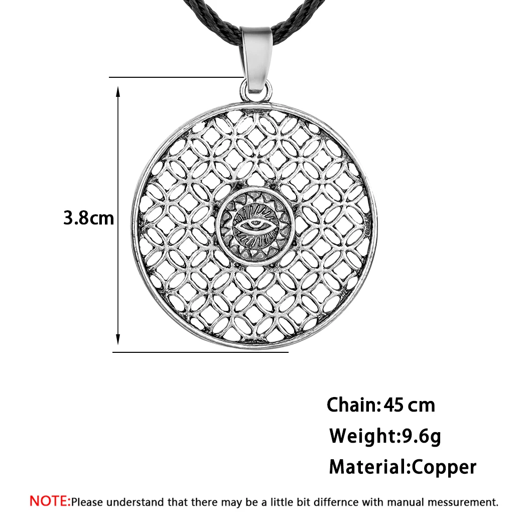 Cxwind Fashion Flower of Life Mandala Vintage Hollow Round Circle Charm Pendant Necklace Cross Women Ancient Choker Jewelry