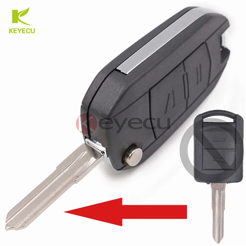 KEYECU Promotion For Vauxhall Opel Corsa Agila Meriva Combo 2 Button Remote Flip Folding Key Shell Case Fob Uncut HU46 Blade