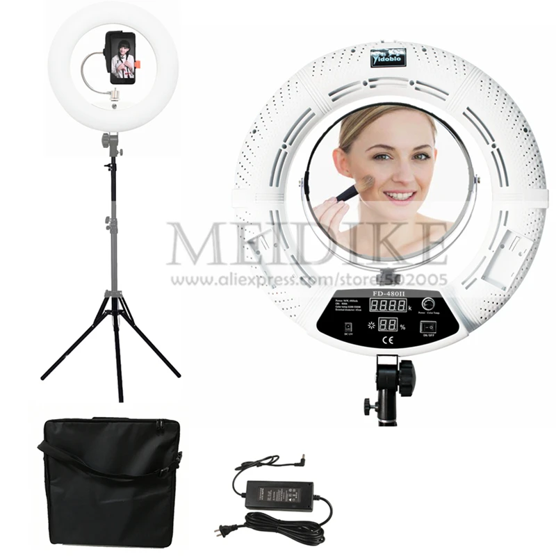 Yidoblo 96W Ring Light FD-480 Pro Beauty Studio LED Ring lamp Kit 2700-10000K Video Light Lamp Makeup Lighting + stand (2M)+ bag