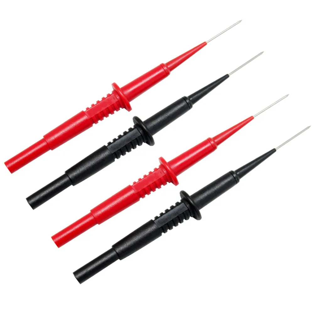 AideTek TWO 20155 sharp and hard stainless steel needle test leads for DMM multimeter CE CATII 600V  MAX. 1A 4mm socket 201552PC