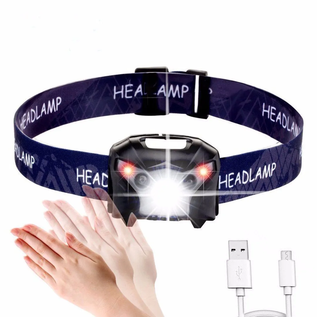 1set LED Scheinwerfer USB Aufladbare Scheinwerfer Rennen Gehen Camping 2019 Neue