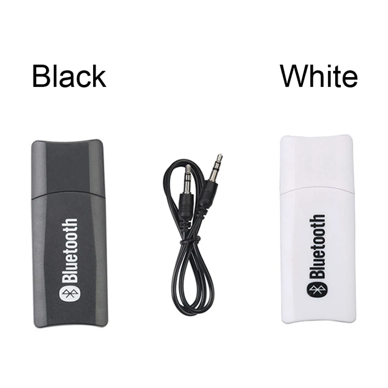 VAORLO-USB 블루투스 오디오 수신기 AUX 출력 블루투스 오디오 어댑터, 2 인 1 USB 동글 3.5mm 무선 음악 어댑터 수신기