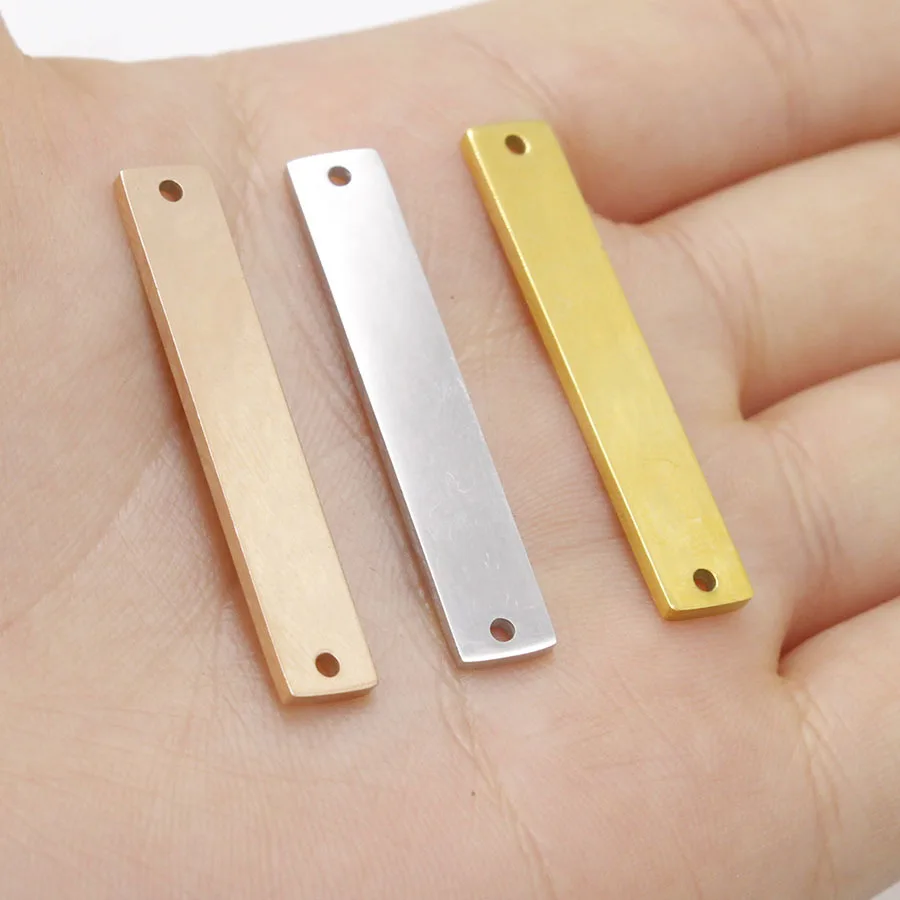 20pcs 6*35mm Gold Color Stainless Steel Connector Long Bar charm Strip pendant For Necklace DIY Handmade Jewelry Making