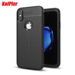 KOLPLER soft Cases for iphone X XS case cover TPU silicone back cover for iphone se X 10 case luxury Litchi Leather phone Bag