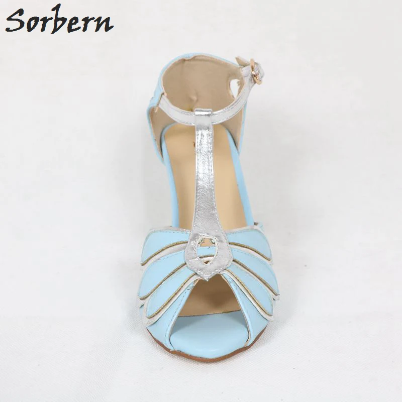 Sorbern Women Sandals Shoes Summer Style T Strap Peep Toe Sandalias Mujer 2019 Plus Size Spike Heels Sandals Shoes