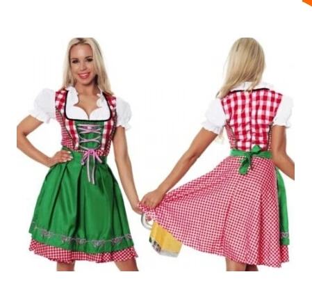 

XS-L Ladies Summer Thin Oktoberfest Beer Maid Wench German Bavarian Heidi Fancy Dress Costume