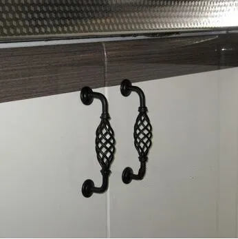 

5" kitchen cabinet pull handle 128mm black birdcage handles black dresser cupboard drawer wardrobe furniture handles pulls knobs