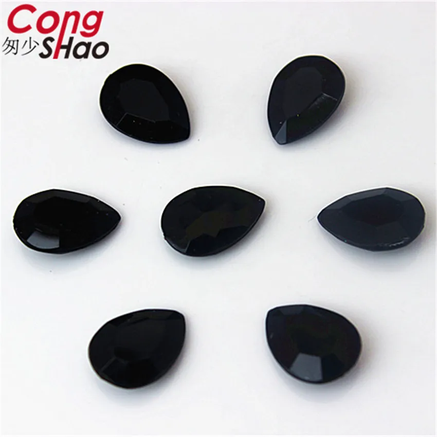 Cong Shao 100pcs 10*14mm  Water Drop Tip Bottom Acrylic Rhinestone Trim Stones And Crystals Costume Button DIY Accessories CS130