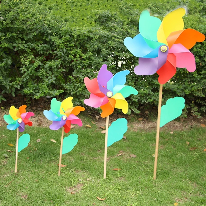 Molino viento madera para jardín, juguete calidad, 24cm, para fiesta, adorno giratorio, decoración para niños