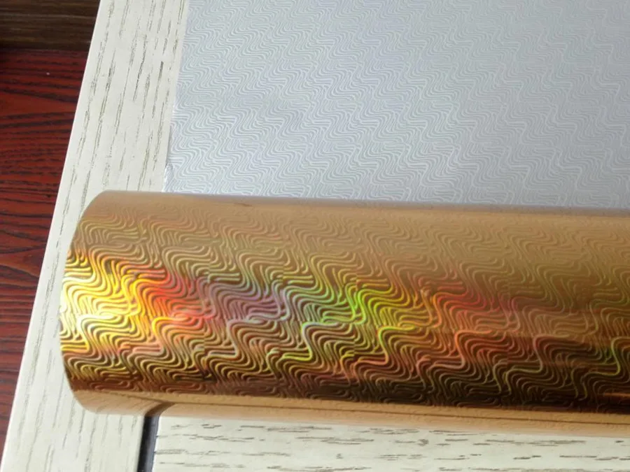 Hot stamping foil  holographic foil gold color wave pattern hot press on paper or plastic 21cm x 120m or other size