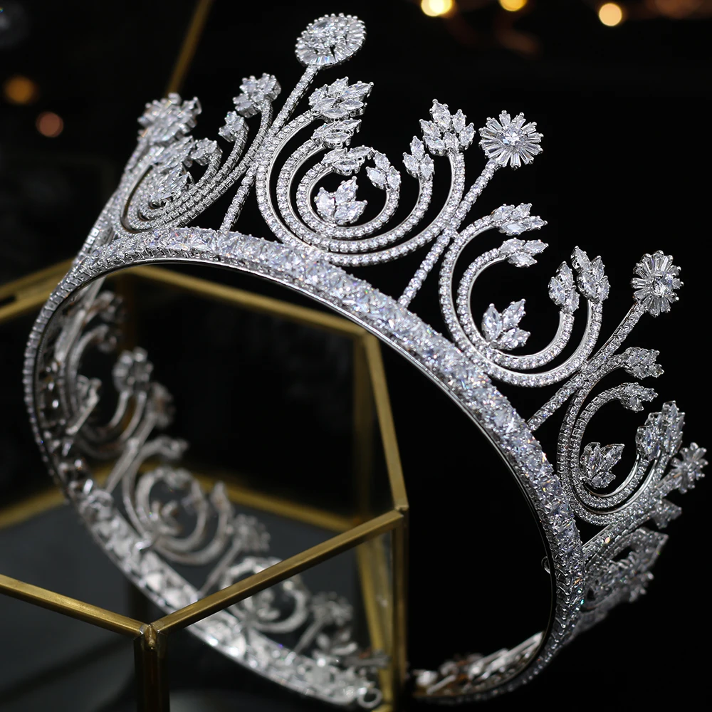 Luxury retro Queen of the Kings Bride zircon crown for female headwear prom bride headdress and crown hair jewelry Accessories