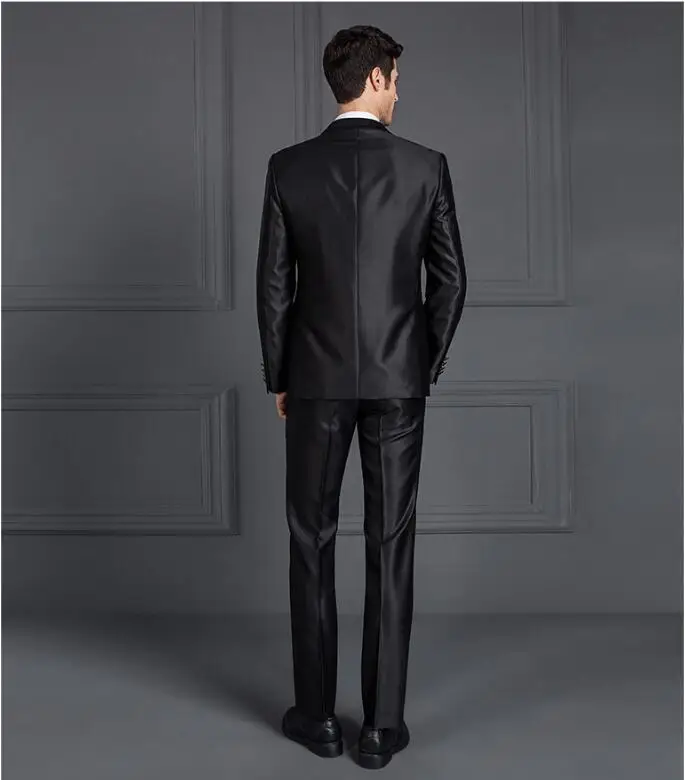 Suit Cheap Formal Men Shiny Blue Black Gray Groom Wedding Slim Fit Suit Two Buttons Male Formal Suit Latest Coat Pant Designs