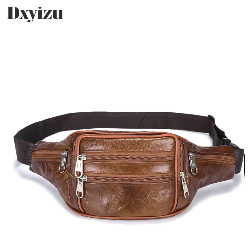 

Fashion Genuine Leather Men's Travel Bag Genuine Leather Funny Chest Pack Men Waist Bag Cow Man Hiqh Quality Phone Pockets