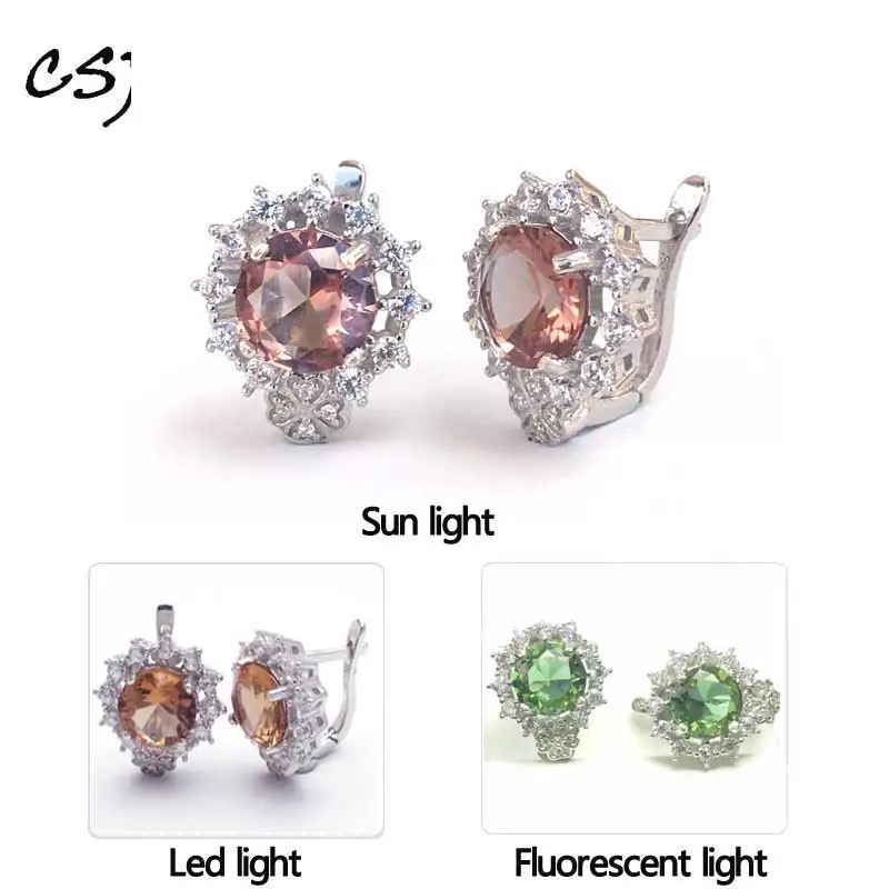 

CSJ Created Diaspore Zultanite Earrings 925 Sterling Silver Fine Jewelry Women Gemstone Lady Wedding Engagment Party gift,box