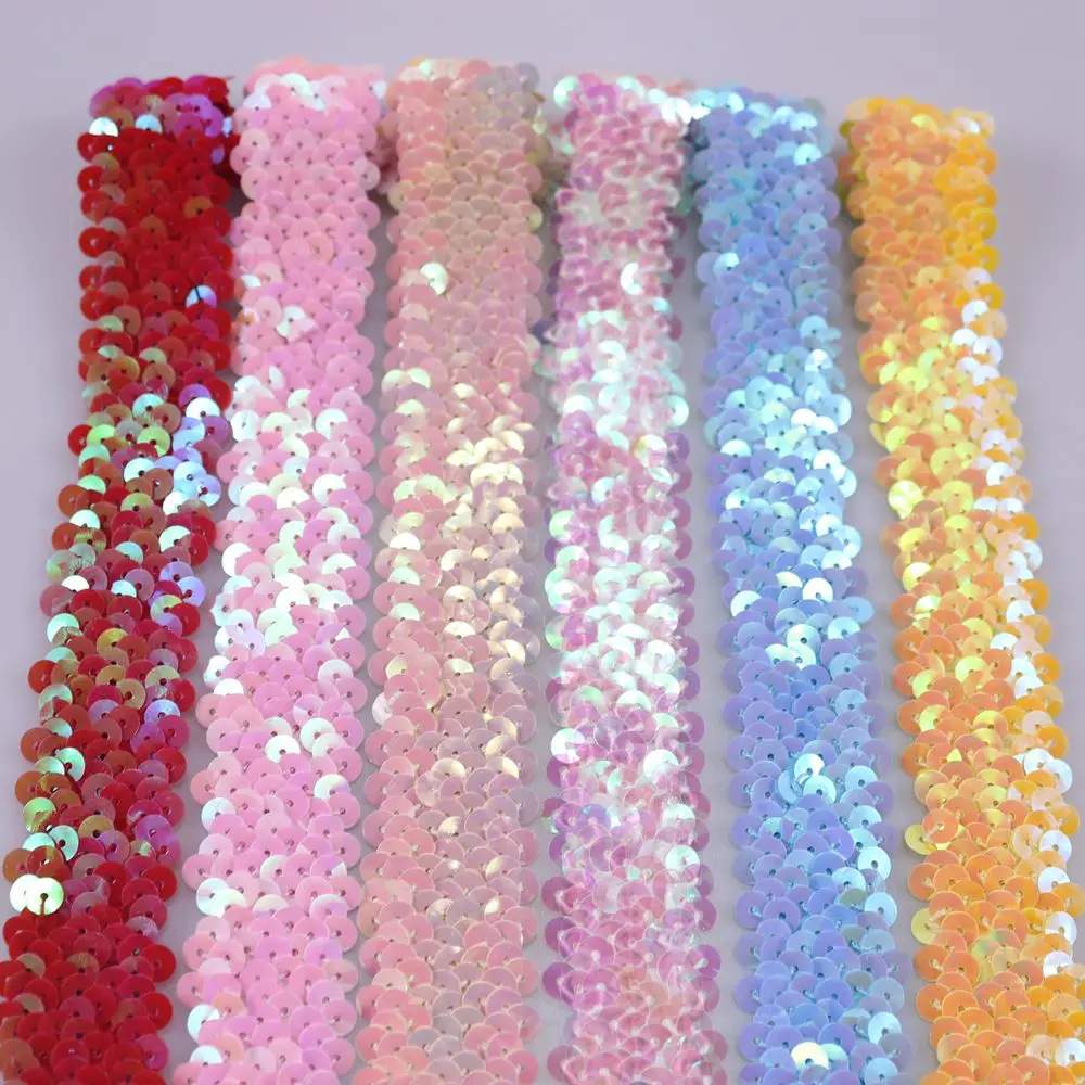 New come 30 mm Width Sparkle Spangle Fabric Shiny Sequin Ribbon For Latin Dance Dress Decoration Sewing Lace 10 yards per lot