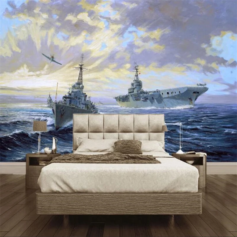 wellyu papel parede  Custom wallpaper Air carrier sailing oil painting mural background wall 3d wall papers home decor behang