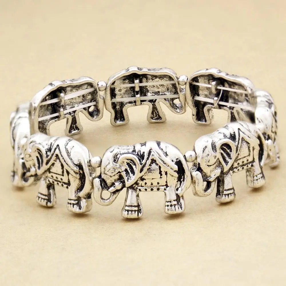 Elephant African Hindu Ganesha Stretch Animal Chain Charms Beaded Bracelet Bangles For Women Heart Cuff Indian Pulseiras Jewelry