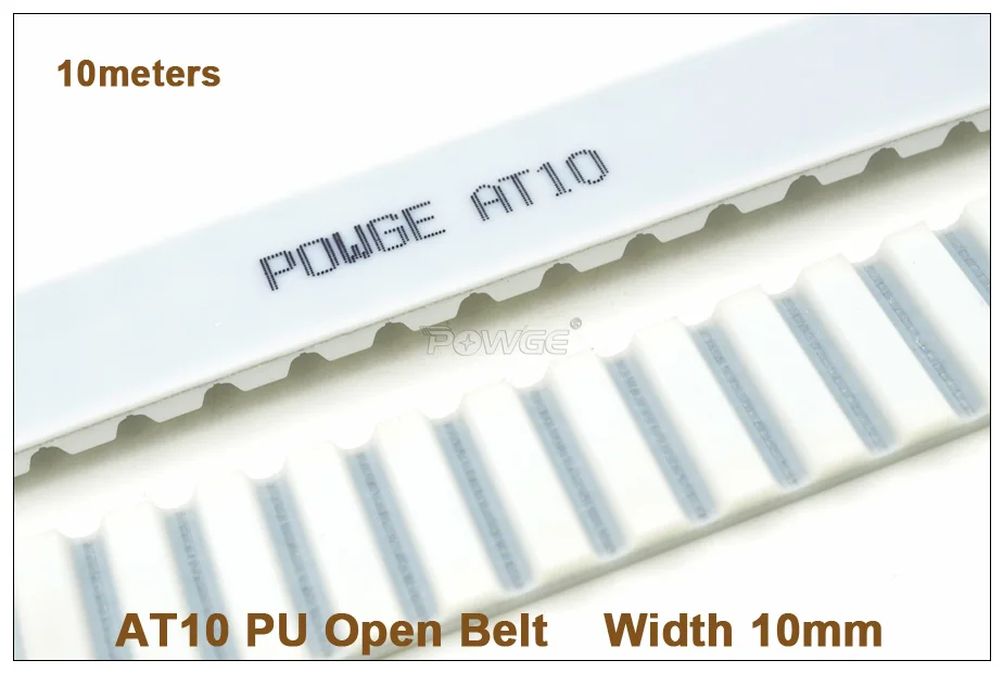 

POWGE 10meters AT10 Timing Belt Width 10mm AT10 10 PU With Steel Core Belt Pitch=10mm T10 AT10-10 Metric Trapezoidal Belt