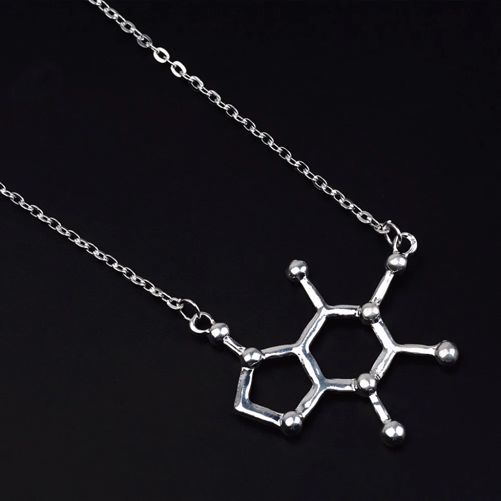 JUCHAO Dopamine Molecule Necklace Chemical Formula Hormone Serotonin Molecules 5-ht Pendant Necklaces Nurse Jewelry