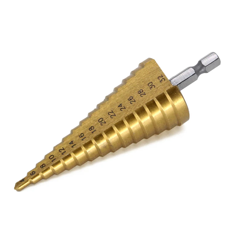 

HSS Step Drill Core Drill Bit 4-32mm Hex Titanium Cone Hole Cutter Multi-purpose Reamer Plate Iron Aluminum Plate Metal Drilling